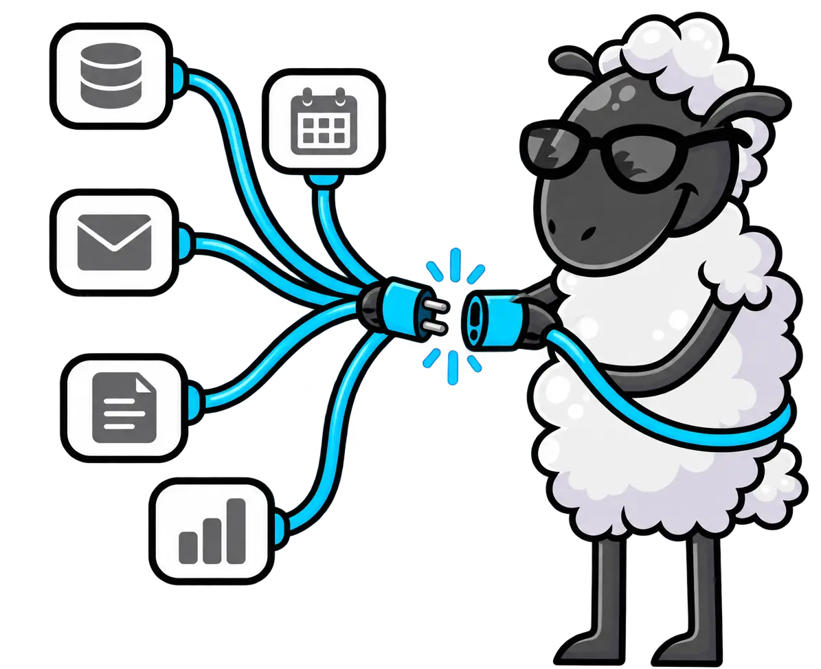 AI integration services connecting CRM, ERP/FSM portals, calendars, forms, APIs, and dashboards