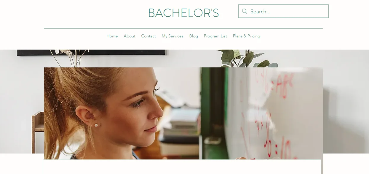 Simple Wix site homepage with a plain header, navigation bar and a single hero image